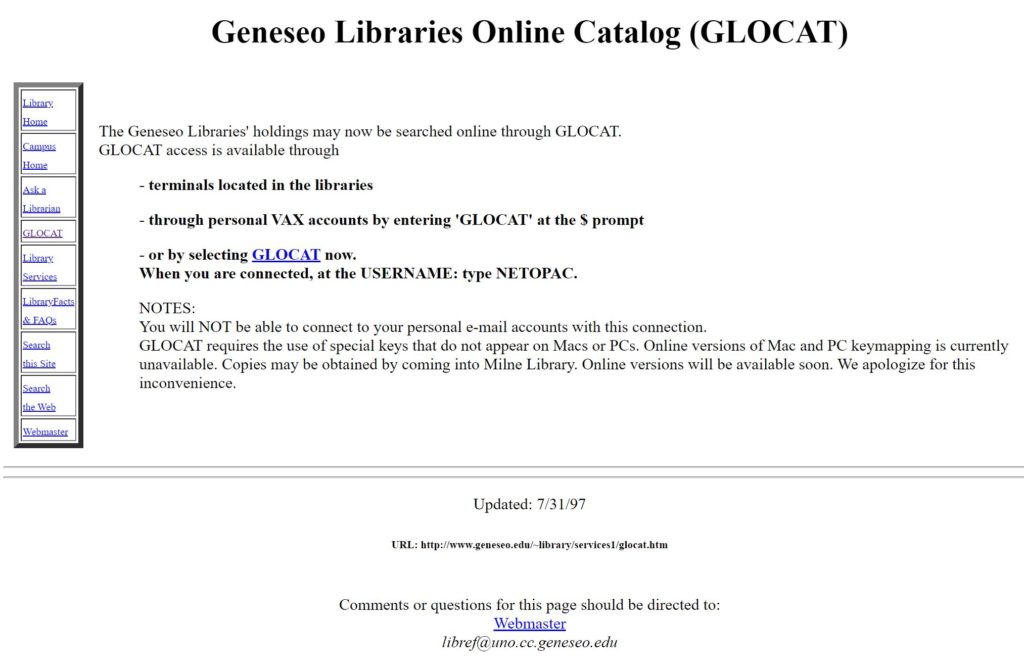 GLOCAT information as it appeared in 1997