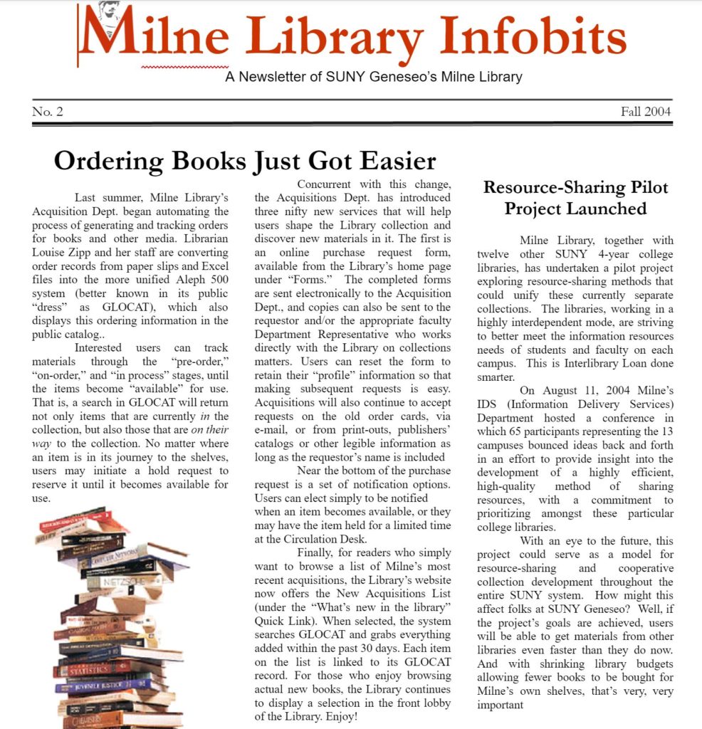 Milne Library Infobits Fall 2004
